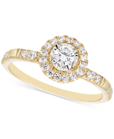 Macy's Diamond Halo Ring (1/2 Ct. T.w.) In 14k Gold In Yellow Gold