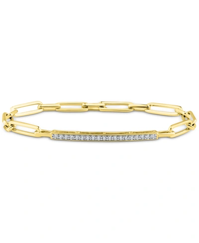Shop Macy's Diamond Horizontal Bar Link Bracelet (1/4 Ct. T.w.) In Sterling Silver Or 14k Gold-plated Sterling S In Gold-plated Sterling Silver