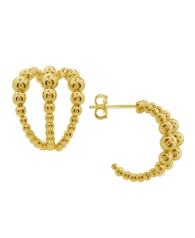 Shop Essentials Gold Plated Beaded Multi Row C Hoop Earrings In Gold-plated