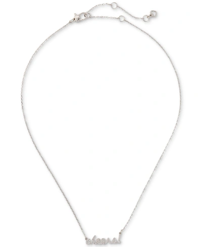 Shop Kate Spade Silver-tone Cheers Pendant Necklace, 16" + 3" Extender In Clear/silver