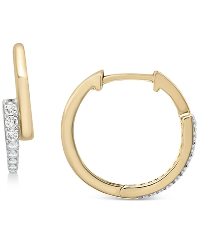 Shop Wrapped Diamond Bypass Hoop Earrings (1/6 Ct. T.w.) In 14k Gold, Created For Macy's In Yellow Gold