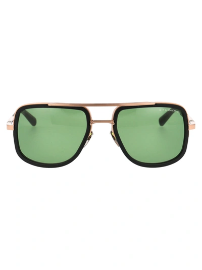 Shop Dita Mach-s Sunglasses In 03 Rose Gold - Matte Black W/vintage Green