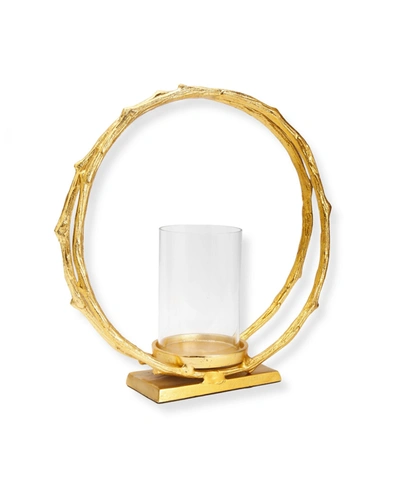 Shop Classic Touch 4.75" Circle Hurricane Candle Holder In Gold-tone