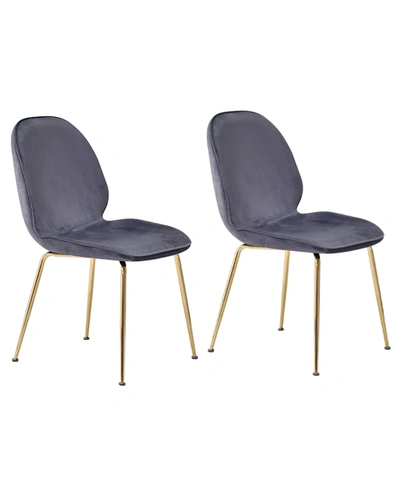 Shop Best Master Furniture Franklin Velvet Mid Century Upholstered Side Chairs, Set Of 2 In Gray