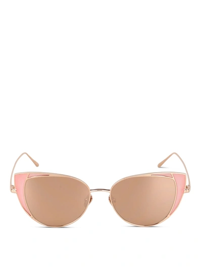 Shop Linda Farrow Women's  Gold Metal Sunglasses