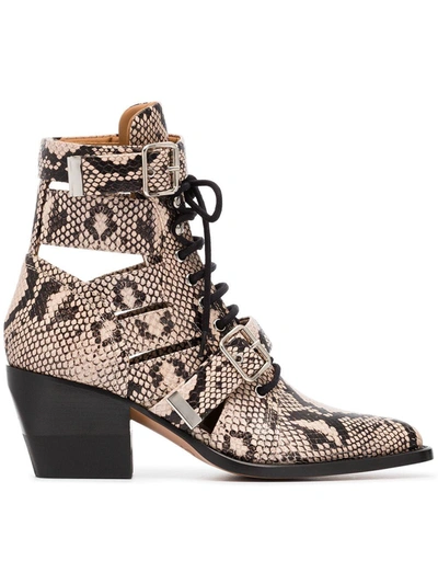 Shop Chloé Women's  Beige Leather Ankle Boots