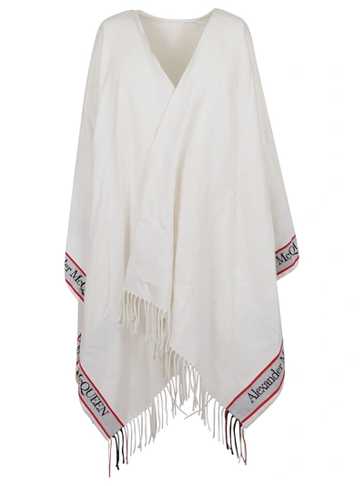 Shop Mcq By Alexander Mcqueen Women's  White Wool Poncho