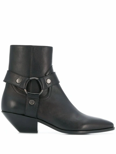 Shop Saint Laurent Saint L Au Rent Women's  Black Leather Ankle Boots