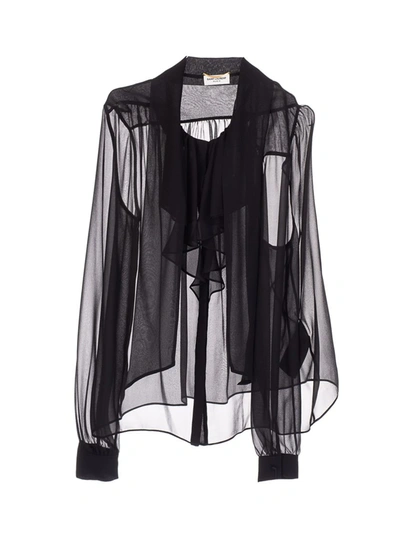 Shop Saint Laurent Saint L Au Rent Women's  Black Silk Blouse