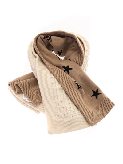 Shop Burberry Boys  Beige Wool Scarf