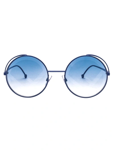 Shop Fendi Women's  Blue Metal Sunglasses