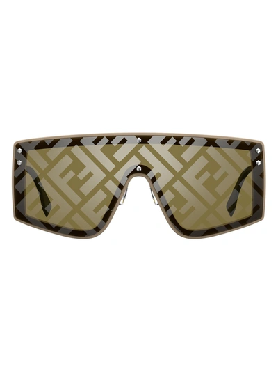 Shop Fendi Women's  Beige Metal Sunglasses