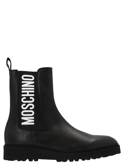 Shop Moschino Men's  Black Other Materials Ankle Boots