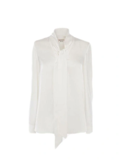 Shop Alexander Mcqueen Women's  White Silk Blouse