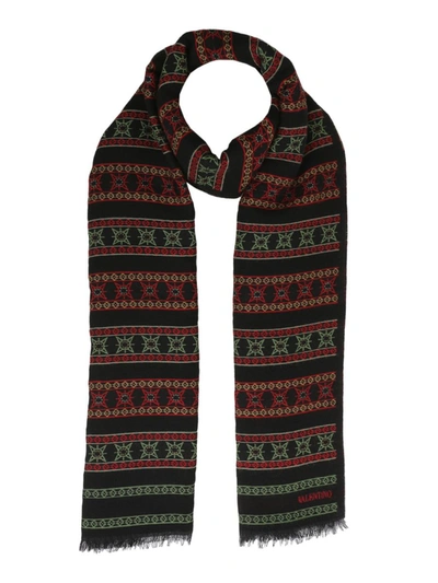 Shop Valentino Men's  Black Wool Scarf