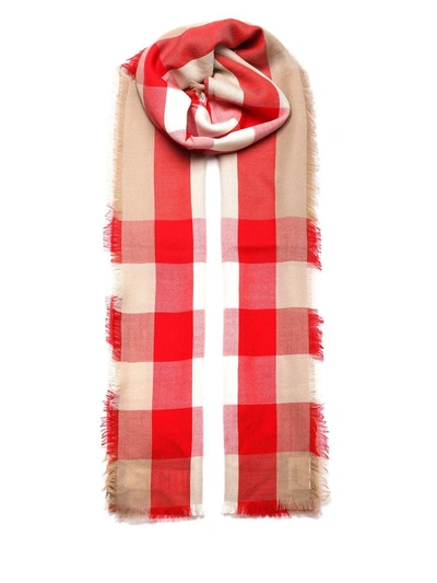 Shop Burberry Women's  Red Cashmere Scarf