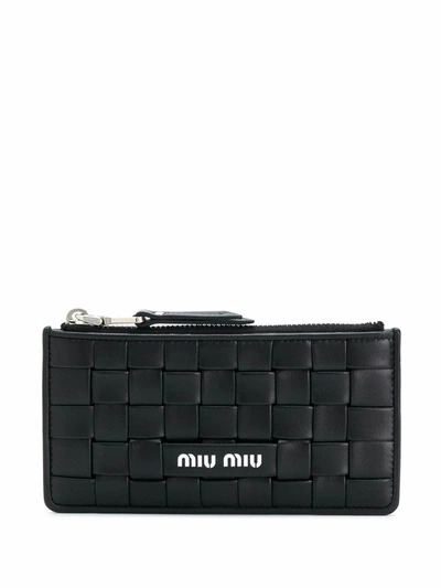 Shop Miu Miu Women's  Black Leather Card Holder