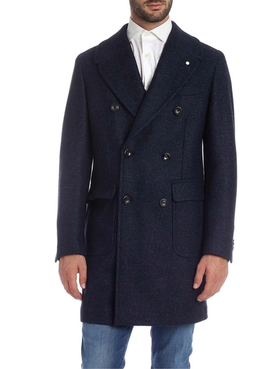 Shop Luigi Bianchi Mantova Men's  Blue Wool Coat