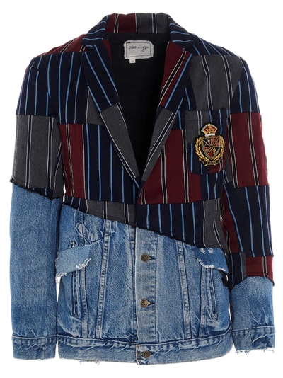 Shop Greg Lauren Greg L Au Ren Men's  Blue Cotton Jacket