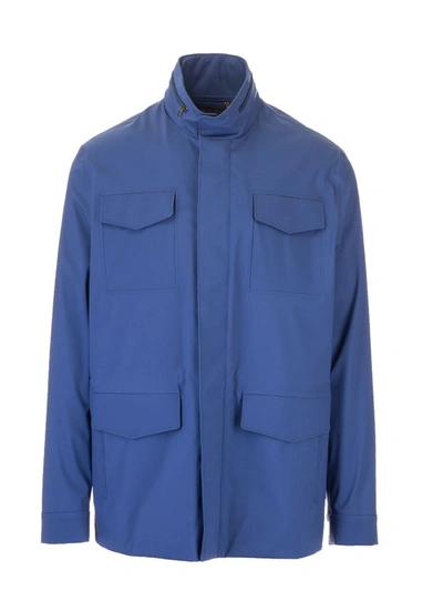 Shop Loro Piana Men's  Blue Polyester Outerwear Jacket