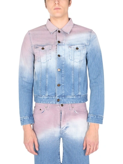 Shop Saint Laurent Saint L Au Rent Men's  Blue Cotton Jacket In Pattern