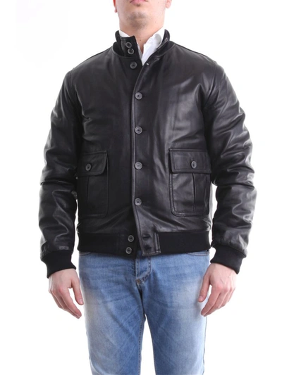 Shop Emanuele Curci Men's  Black Leather Outerwear Jacket