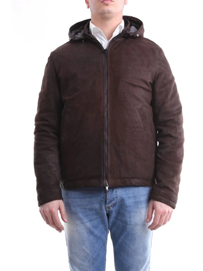 Shop Emanuele Curci Men's  Brown Leather Outerwear Jacket