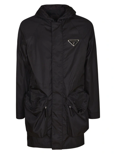 Shop Prada Men's  Black Polyamide Coat