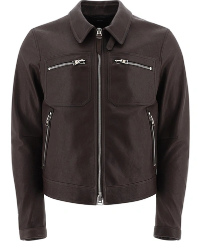 Shop Tom Ford Men's  Brown Other Materials Outerwear Jacket