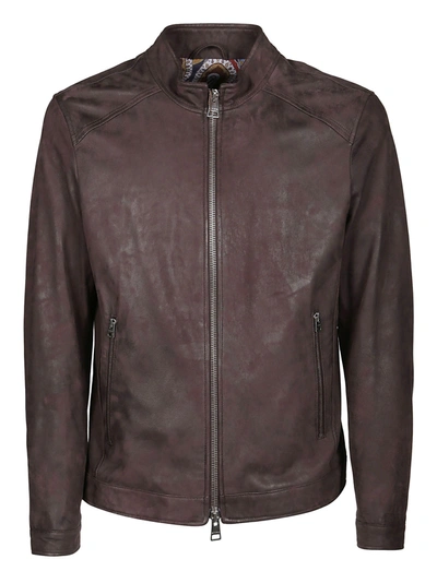 Shop Etro Men's  Brown Leather Outerwear Jacket