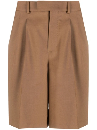 Shop Valentino Men's  Brown Wool Shorts