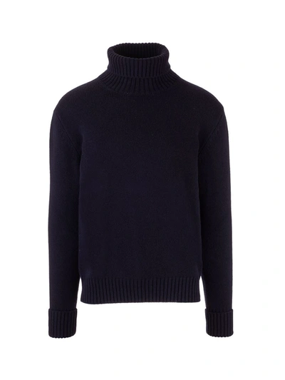Shop Fay Men's  Blue Wool Sweater