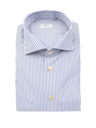 Shop Kiton Men's  Blue Cotton Shirt