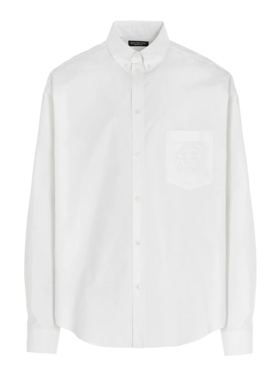 Shop Balenciaga Men's  White Cotton Shirt