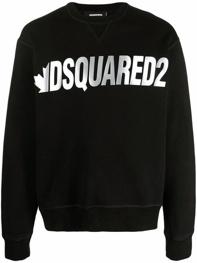 Dsquared2 Silver Logo Sweatshirt In Black | ModeSens