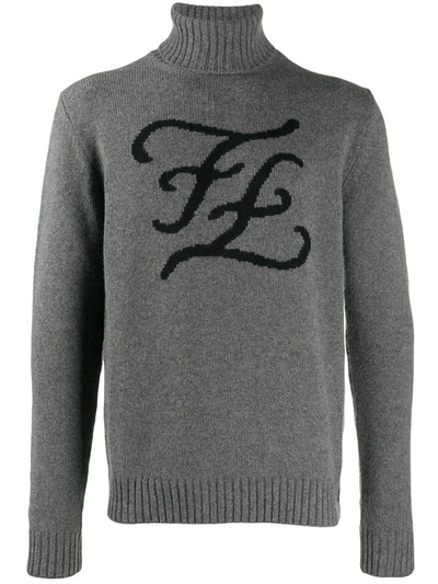 Shop Fendi Men's  Grey Wool Sweater