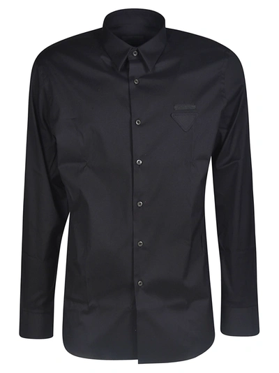 Shop Prada Men's  Black Cotton Shirt