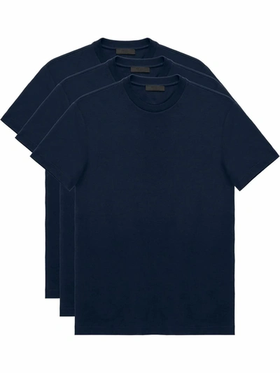 Shop Prada Men's  Blue Cotton T Shirt