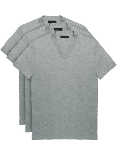 Shop Prada Men's  Grey Cotton T Shirt