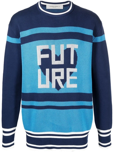 Shop Golden Goose Men's  Blue Cotton Sweater