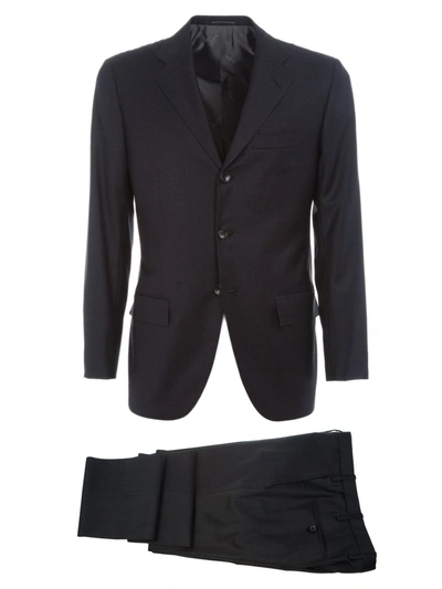 Shop Kiton Men's  Black Wool Suit