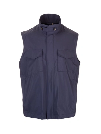 Shop Loro Piana Men's  Blue Polyester Vest