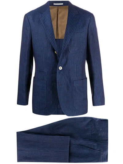 Shop Brunello Cucinelli Men's  Blue Wool Suit