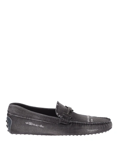 Shop Hogan Men's  Black Fabric Loafers