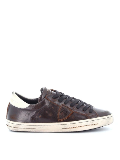 Shop Philippe Model Men's  Brown Leather Sneakers