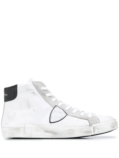 Shop Philippe Model Men's  White Leather Hi Top Sneakers