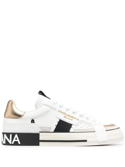 Shop Dolce E Gabbana Men's  White Leather Sneakers