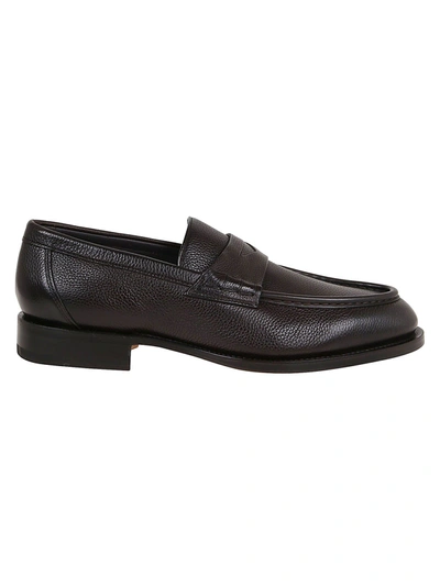 Shop Santoni Men's  Brown Leather Loafers