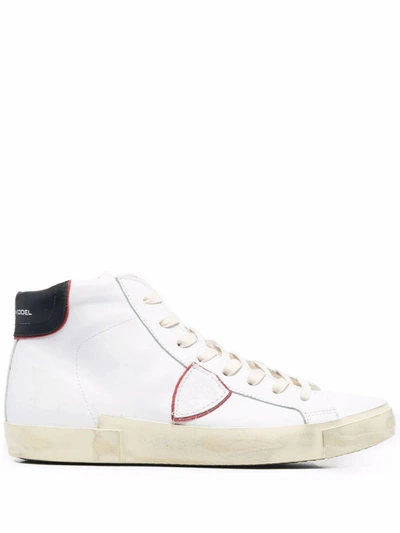 Shop Philippe Model Men's  White Leather Hi Top Sneakers
