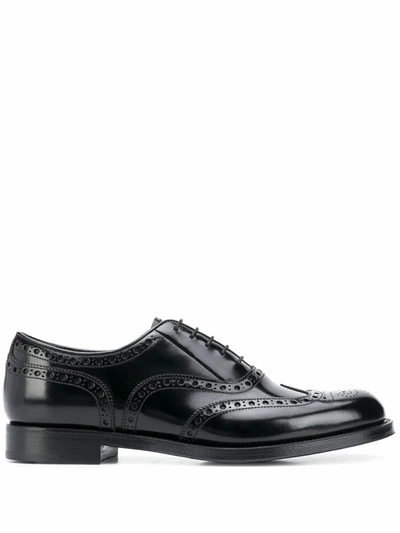 Shop Prada Men's  Black Leather Lace Up Shoes